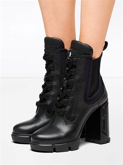 prada chunky heeled ankle boots|prada platform ankle boots.